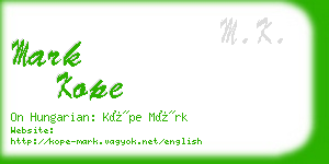 mark kope business card